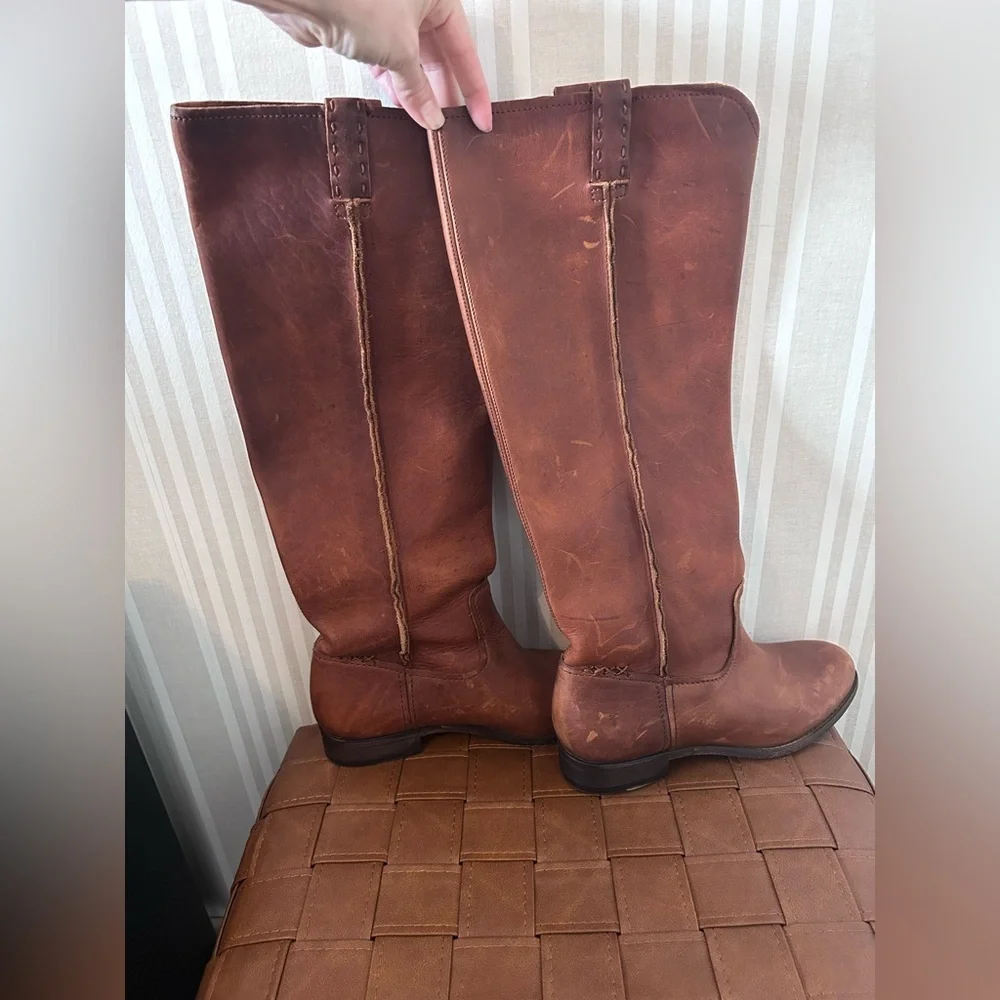 Frye Cara Tall Leather Boot Cognac Brown Riding Boot Women’s Size 8 Equestrian